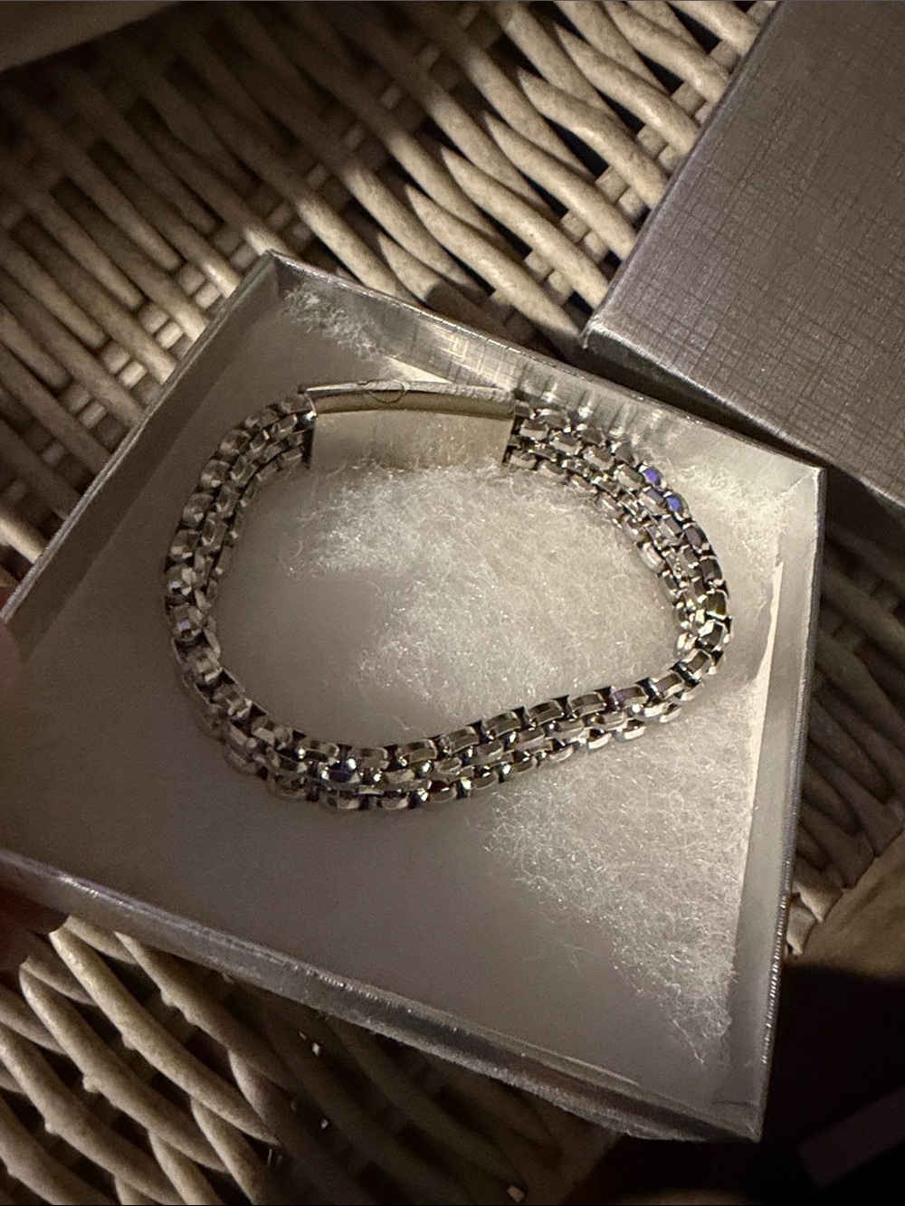 Silver-Tone Double Strand Box Chain Bracelet - Women Jewelry